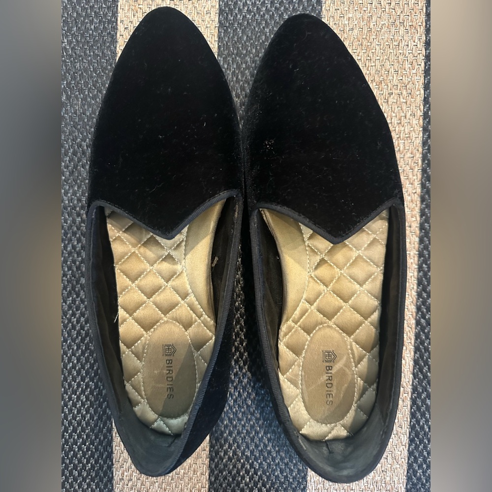 Birdies Black Velvet Loafers